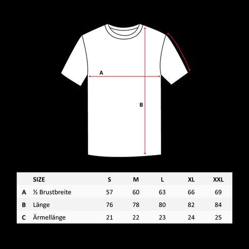 Technostoff oversized T-Shirt Größentabelle